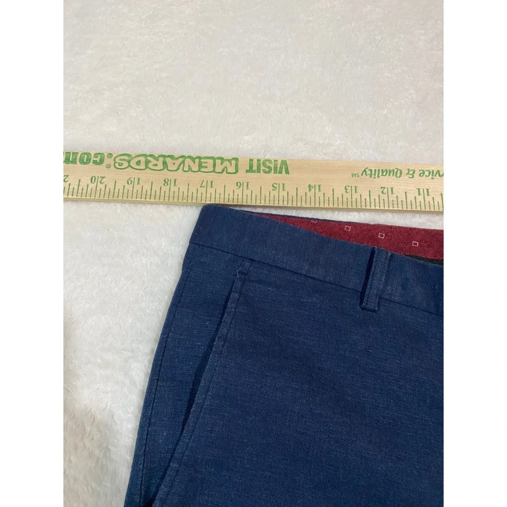 Paisley & Gray Mens Slim Fit Navy Blue Linen Blend Dress Pants Trousers 33x32 - Picture 5 of 9